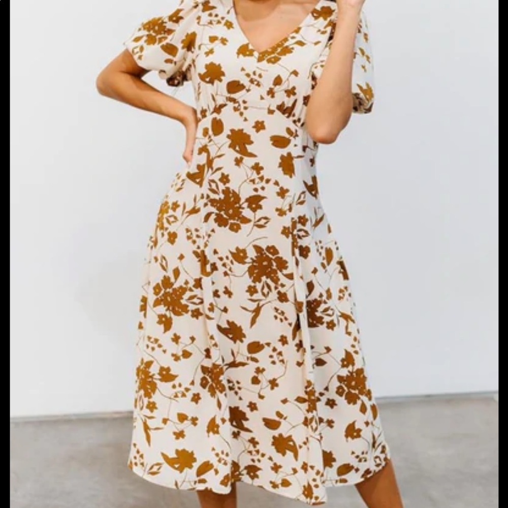 Baltic Born Cream and Brown Floral Dress